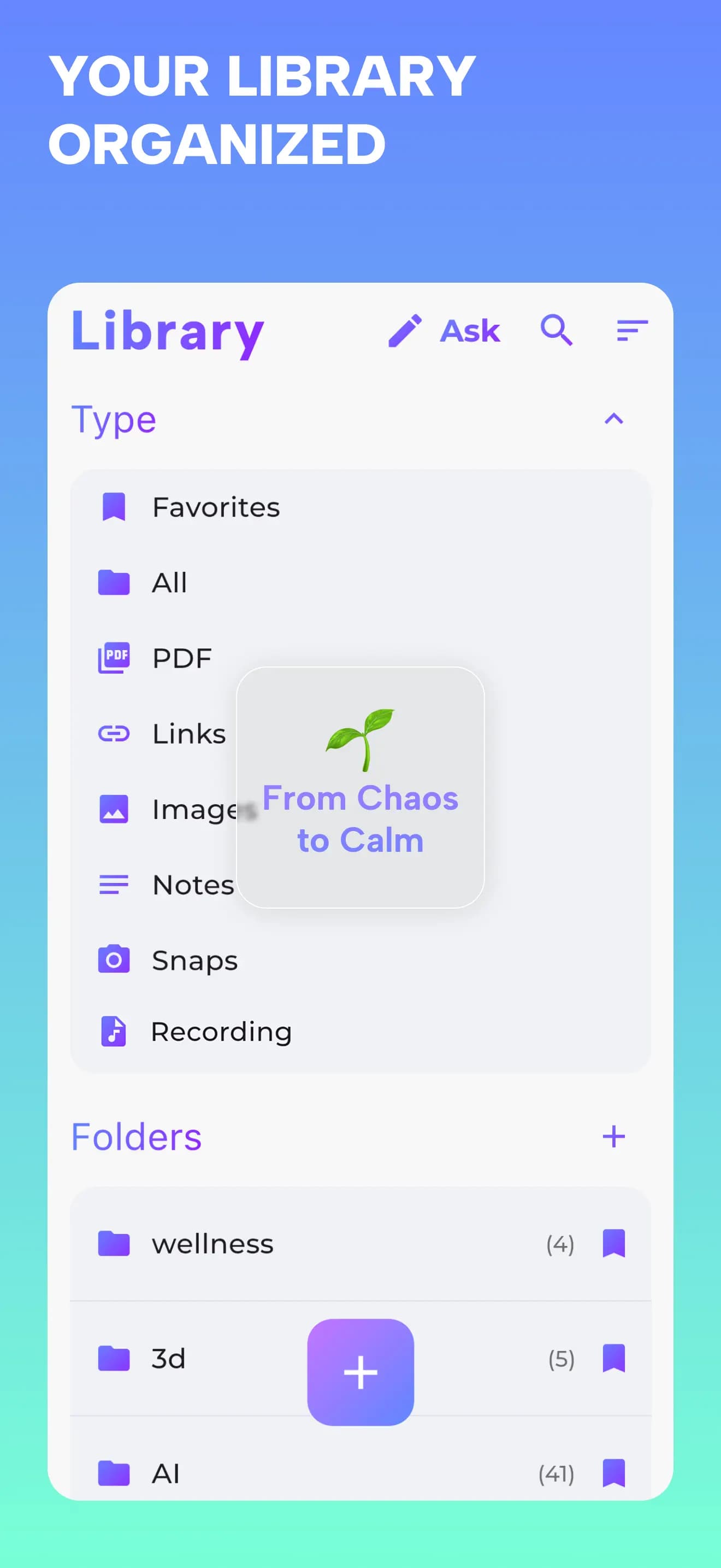 Grasply Library organizing PDFs, links, images, notes, scans and recordings into folders