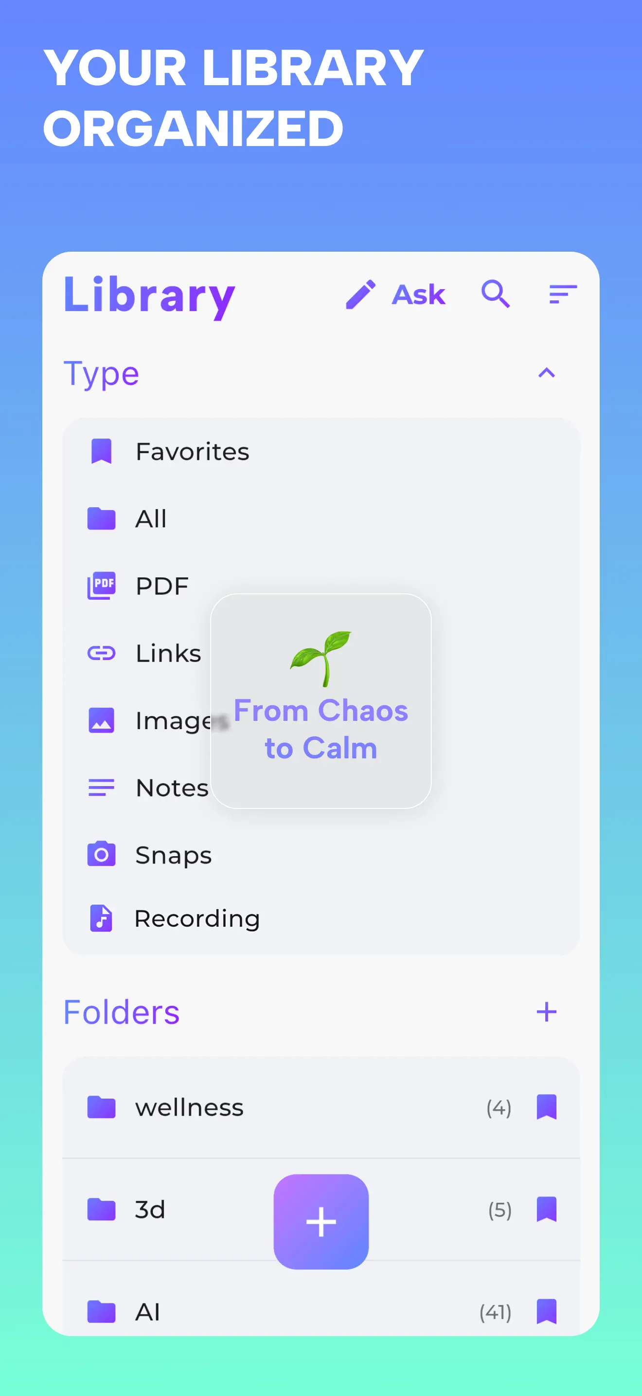 Grasply Library organizing PDFs, links, images, notes, scans and recordings into folders